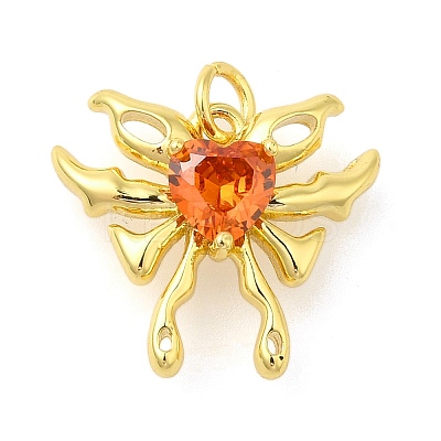 Rack Plating Brass Micro Pave Cubic Zirconia Pendants KK-S396-52G-1