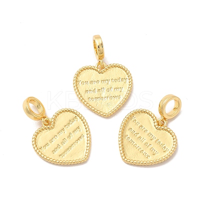 Rack Plating Brass Heart European Dangle Charms KK-B068-11G-1
