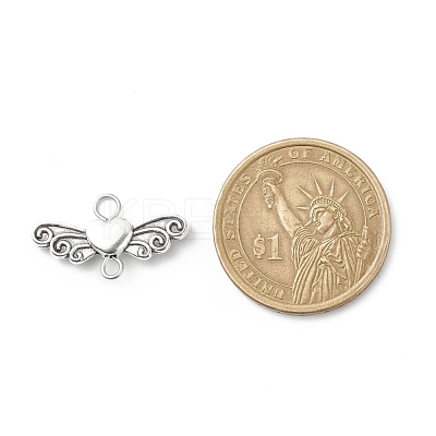 Tibetan Style Alloy Heart with Wing Connector Charms PALLOY-JF01773-1