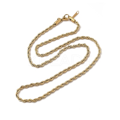 Ion Plating(IP) 304 Stainless Steel Rope Chain Necklace for Women NJEW-G097-12G-1