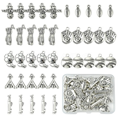 40Pcs 8 Styles Tibetan Style Alloy Pendants FIND-YW0005-67-1