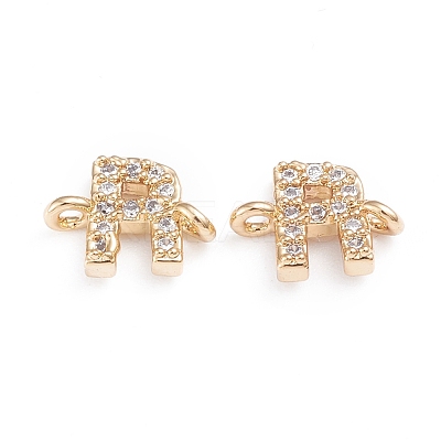 Brass Micro Pave Cubic Zirconia Letter Links X-ZIRC-I042-16G-R-1