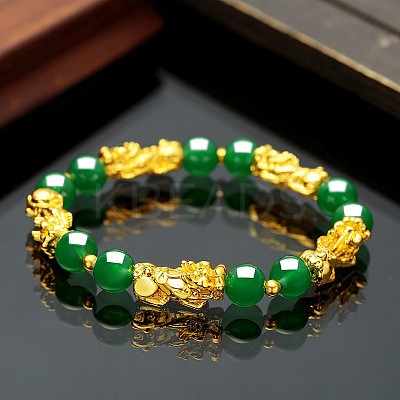 Glass Round Bead Stretch Bracelets WG0941C-03-1
