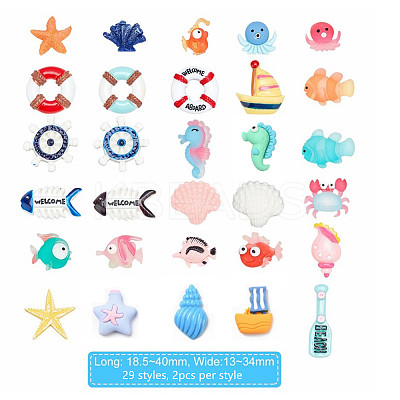 58Pcs 29 Style Resin Cabochons CRES-BC0001-05-1