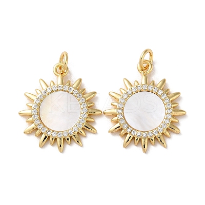 Brass Micro Pave Clear Cubic Zirconia Pendants KK-B083-36C-G-1
