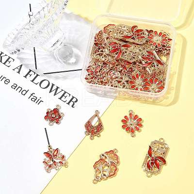 36Pcs 6 Styles Alloy Enamel Connector Charms FIND-FS0004-46B-1