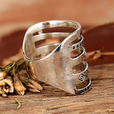 Alloy with Synthetic Turquoise Finger Rings FS-WG0500F-01-1