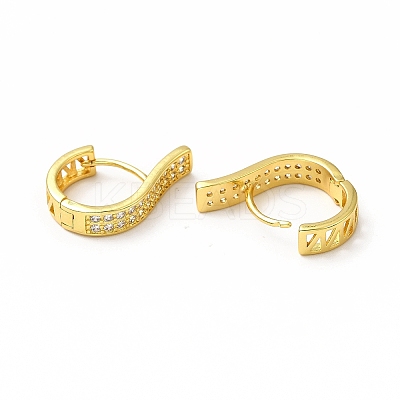 Clear Cubic Zirconia Rectangle Hoop Earrings EJEW-H093-12G-1