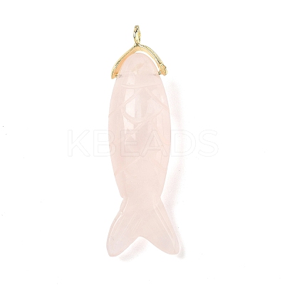 Natural Rose Quartz Carved Pendants G-P599-08G-04-1