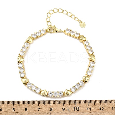Brass Micro Pave Clear Cubic Zirconia Link Chain Bracelets for Women BJEW-P366-02B-G-1
