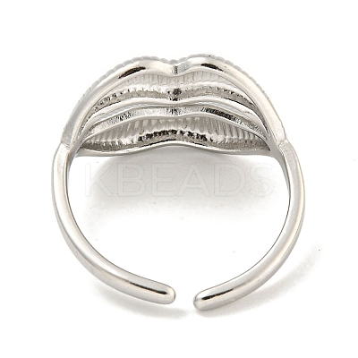 Non-Tarnish 304 Stainless Steel Lip Open Cuff Ring for Women RJEW-A043-20P-1