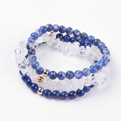 Natural Mixed Gemstone Stretch Bracelets BJEW-JB03365-03-1