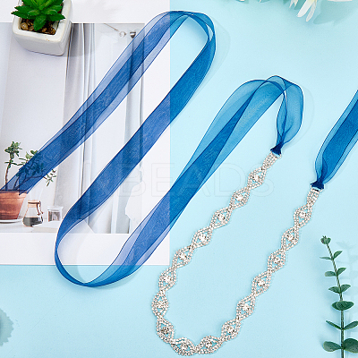 Metal Full Crystal Rhinestone Horse Eye Bridal Waist Belts for Wedding Dress AJEW-WH20080-65B-S-1