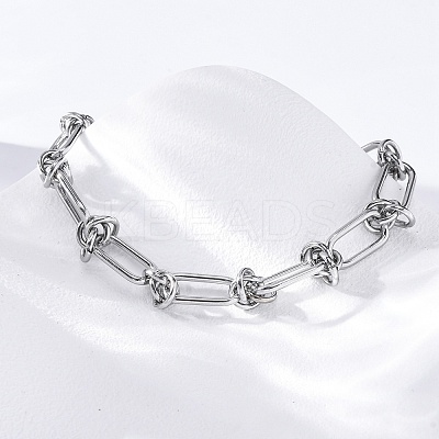 667 Stainless Steel(Grade 201 Equivalent) Paperclip Chain Bracelets for Women BJEW-P347-03P-1
