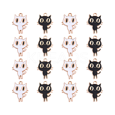 60Pcs 2 Colors Light Gold Alloy Enamel Pendants ENAM-CJ0001-68-1