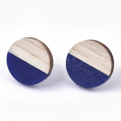 Resin & Wood Stud Earrings EJEW-N017-003A-C01-1