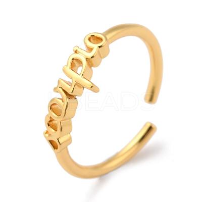Constellation/Zodiac Sign Brass Cuff Rings RJEW-O042-06G-L-1