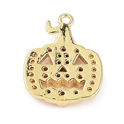 Rack Plating Brass Orange Cubic Zirconia Pendants KK-D031-03G-1