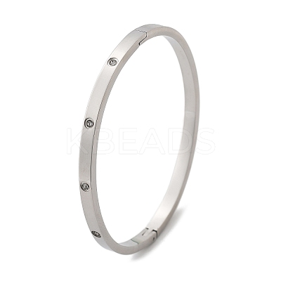 304 Stainless Steel Rhinestone Bangles for Women LS-BJEW-Z092-05P-1
