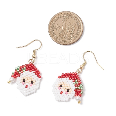304 Stainless Steel Glass Christmas Theme Dangle Earrings EJEW-MZ00527-01-1