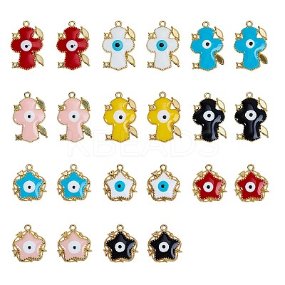 22Pcs Alloy Enamel Pendants ENAM-SZ0001-39LG-1