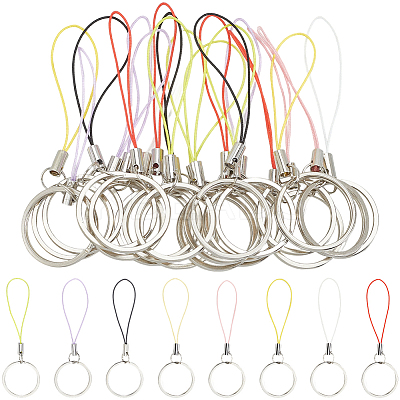 40Pcs 8 Colors Nylon Cord with Zinc Alloy sleeve Mobile Straps FIND-GF0008-37-1