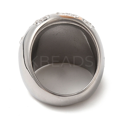 Ion Plating(IP) 304 Stainless Steel Natural Polymer Clay Rhinestone Flower Finger Rings RJEW-Z054-10P-02-1