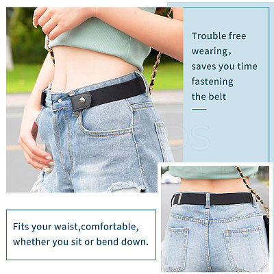 4Pcs 4 Colors Polyester No Buckle Invisible Elastic Stretch Belt AJEW-CA0004-18-1