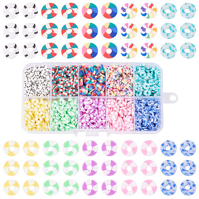 70G 10 Colors Handmade Polymer Clay Beads CLAY-TA0001-76-1