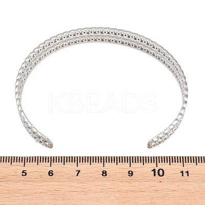 Hollow 304 Stainless Steel Open Cuff Bangles for Women BJEW-F547-02P-1