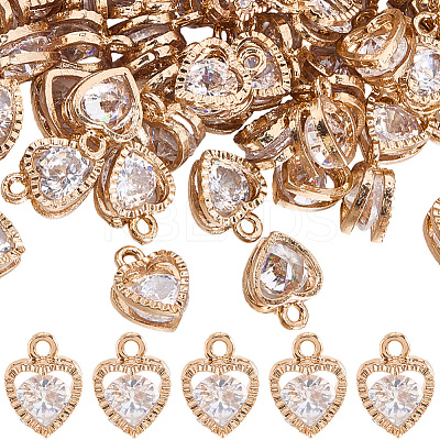 100Pcs Heart Alloy Charms ZIRC-SC0001-34-1