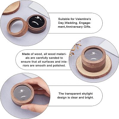 Walnut Wooden Engagement Ring Boxes CON-WH0072-88-1