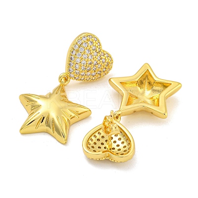 Rack Plating Brass Micro Pave Clear Cubic Zirconia Stud Earrings EJEW-I313-15A-G-1