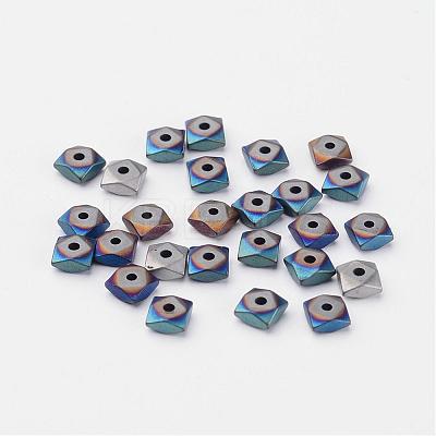Frosted Square Electroplate Non-Magnetic Synthetic Hematite Beads X-G-P046-08-1
