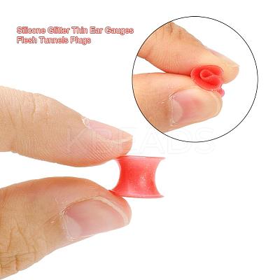32Pcs 16 Colors Silicone Glitter Thin Ear Gauges Flesh Tunnels Plugs FIND-YW0001-19B-1