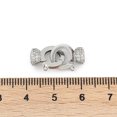 Brass Micro Pave Clear Cubic Zirconia Fold Oval Clasps KK-P302-10P-1