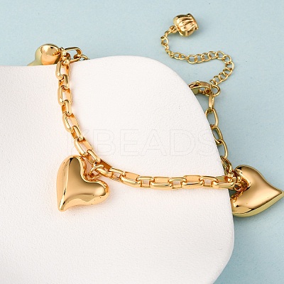 304 Stainless Steel Heart Charms Bracelets BJEW-G758-02G-1