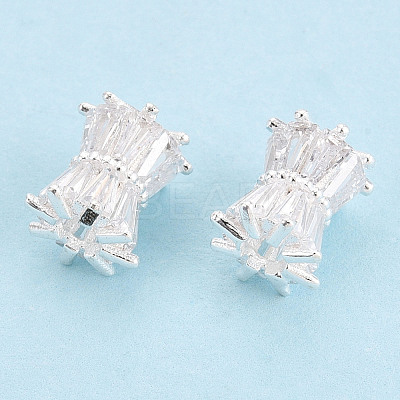 925 Sterling Silver Pave Clear Cubic Zirconia Drum Beads STER-T008-39S-1
