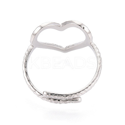 Non-Tarnish 304 Stainless Steel Heart Cuff Ring RJEW-N038-123P-1