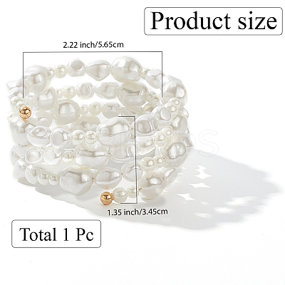 Resin Imitation Pearl Arm Cuff Bangles for Women AJEW-WH20011-99-1