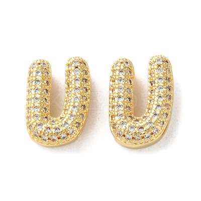 Rack Plating Brass Micro Pave Cubic Zirconia Slide Charms KK-C084-34G-U-1