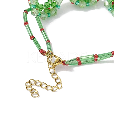 Handmade Glass Seed Christmas Wreath Beaded Bracelets for Women BJEW-MZ00060-1