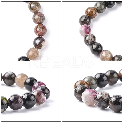 Multicolor Tourmaline Stretch Bracelets BJEW-C259-8mm-3-1