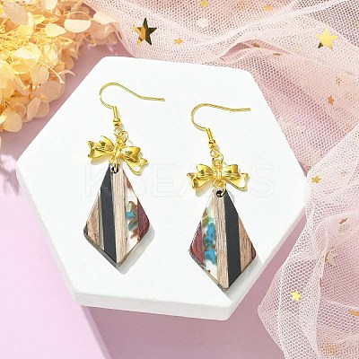 Resin & Walnut Wood Dangle Earrings EJEW-JE05507-05-1