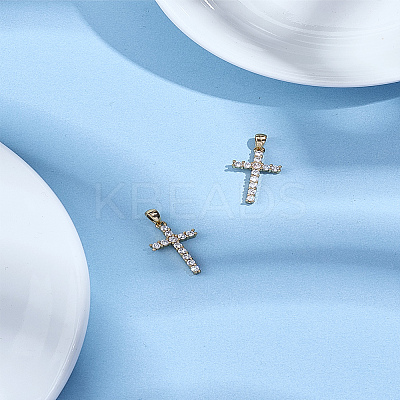 2Pcs Brass Micro Pave Cubic Zirconia Pendants ZIRC-LP0001-05-1