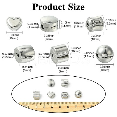 12Pcs 6 Styles 304 Stainless Steel European Style Clasps STAS-CJ0002-77-1