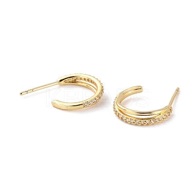 Sparkling Half Hoop Cubic Zirconia Earrings EJEW-C002-01G-RS-1