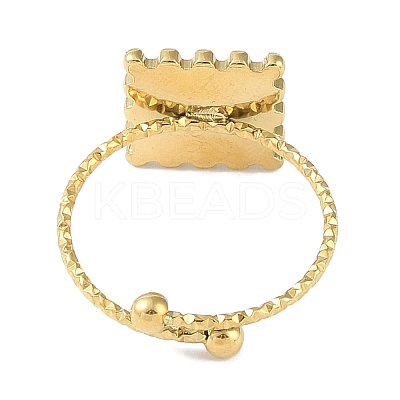 Ion Plating(IP) 304 Stainless Steel Enamel Square Cuff Finger Rings RJEW-L107-064G-01-1