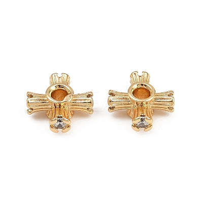 Brass Micro Pave Cubic Zirconia Beads KK-K407-11G-1