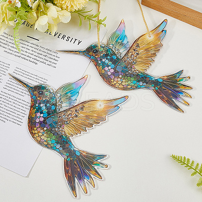 Acrylic Bird Hanging Suncatchers HJEW-WH20021-02B-1